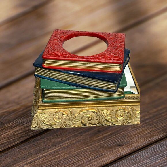 Vintage Multi-Color Ceramic Stacked Book Shaped Succulent Planter - Picture 5 of 8